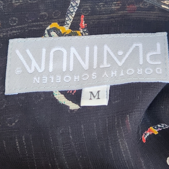 DOROTHY SCHOELEN Platinum Women's Cardigan Medium Black Vintage Script Ballet - Picture 4 of 14